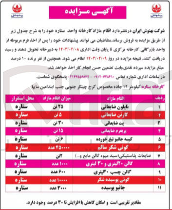 تصویر کوچک آگهی فروش اقلام ضایعاتی در 11 ردیف شامل نایلون ضایعاتی 