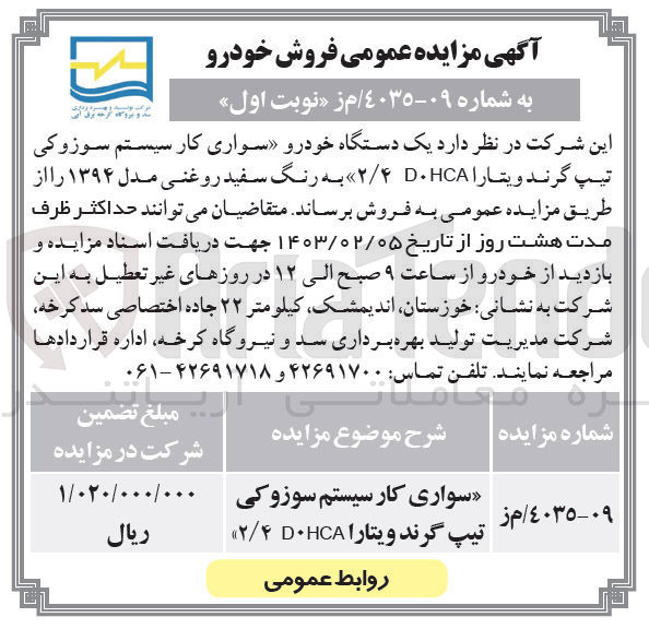 تصویر کوچک آگهی فروش سواری کار سیستم سوزوکی
تیپ گرند ویتارا DHCA ۲/۴)
ریال
