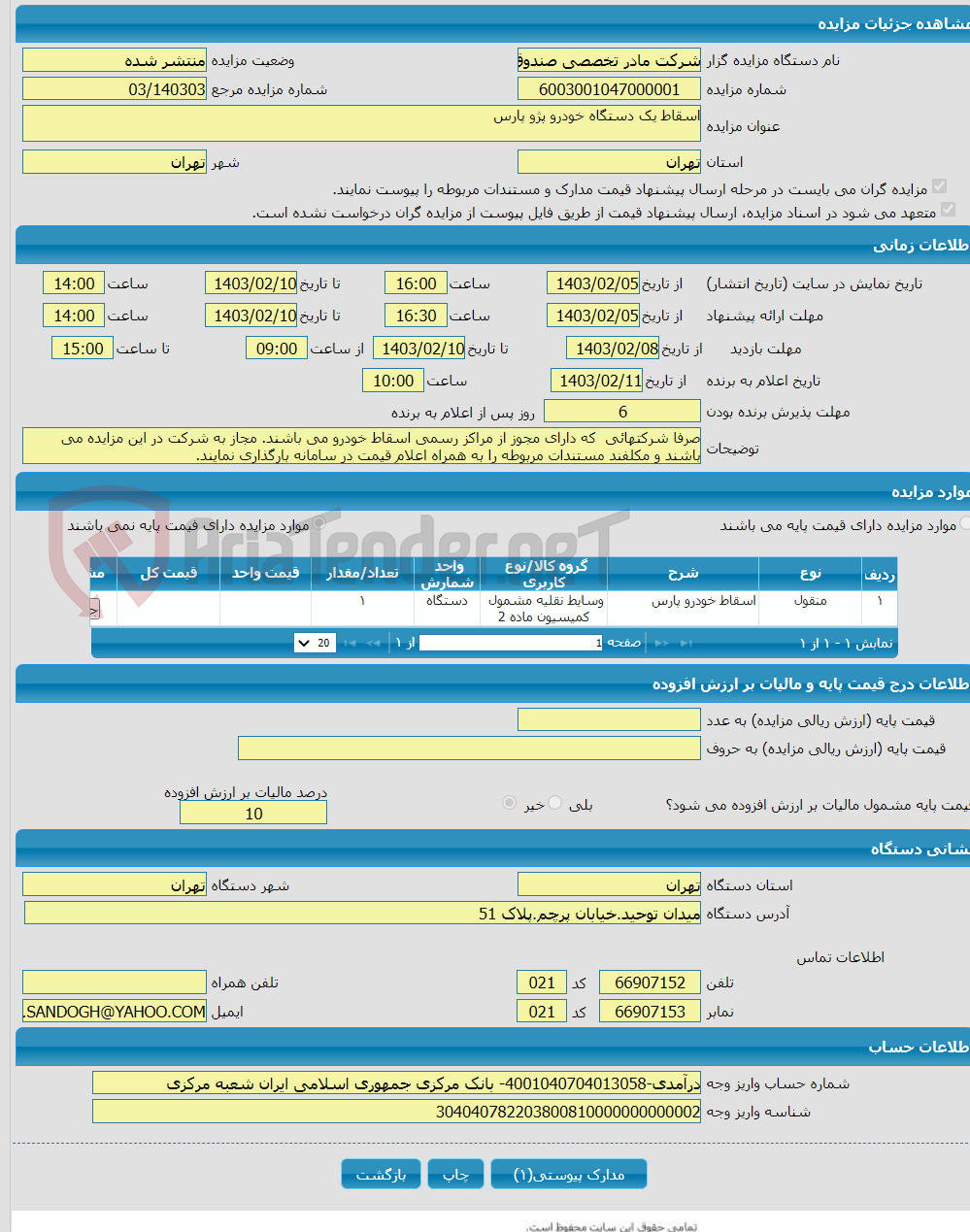 تصویر کوچک آگهی اسقاط یک دستگاه خودرو پژو پارس