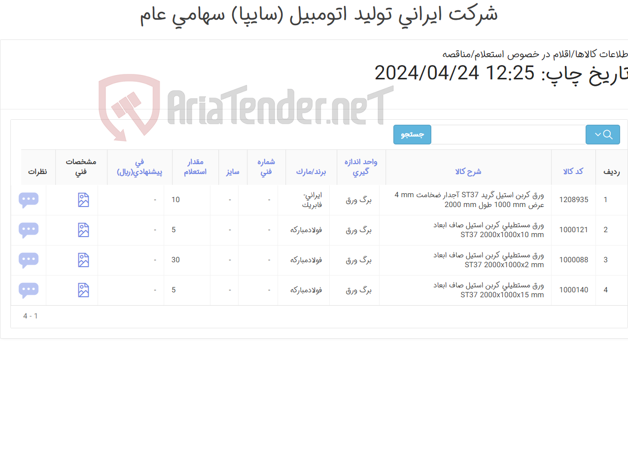 تصویر کوچک آگهی ورق آهن آلات