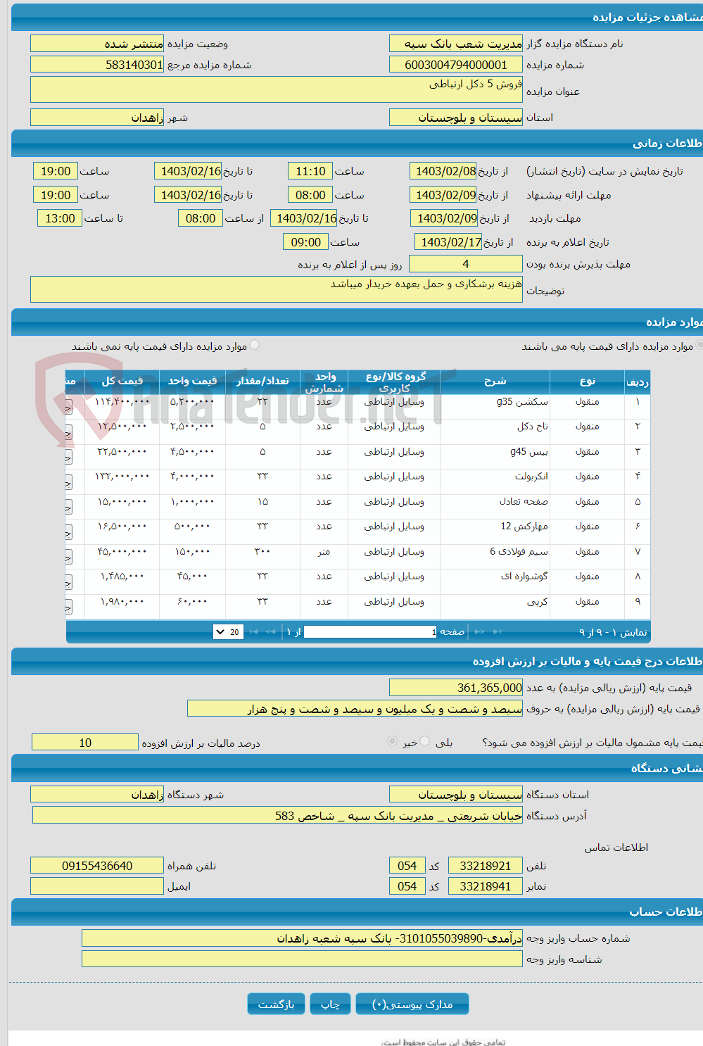 تصویر کوچک آگهی فروش 5 دکل ارتباطی