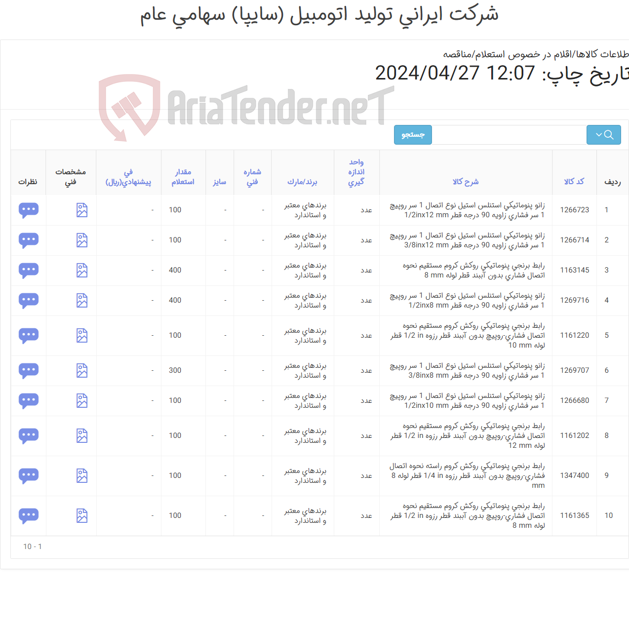 تصویر کوچک آگهی رابط ‎برنجی‏ ‎پنوماتیکی و زانو ‎پنوماتیکی‏ ‎استنلس استیل