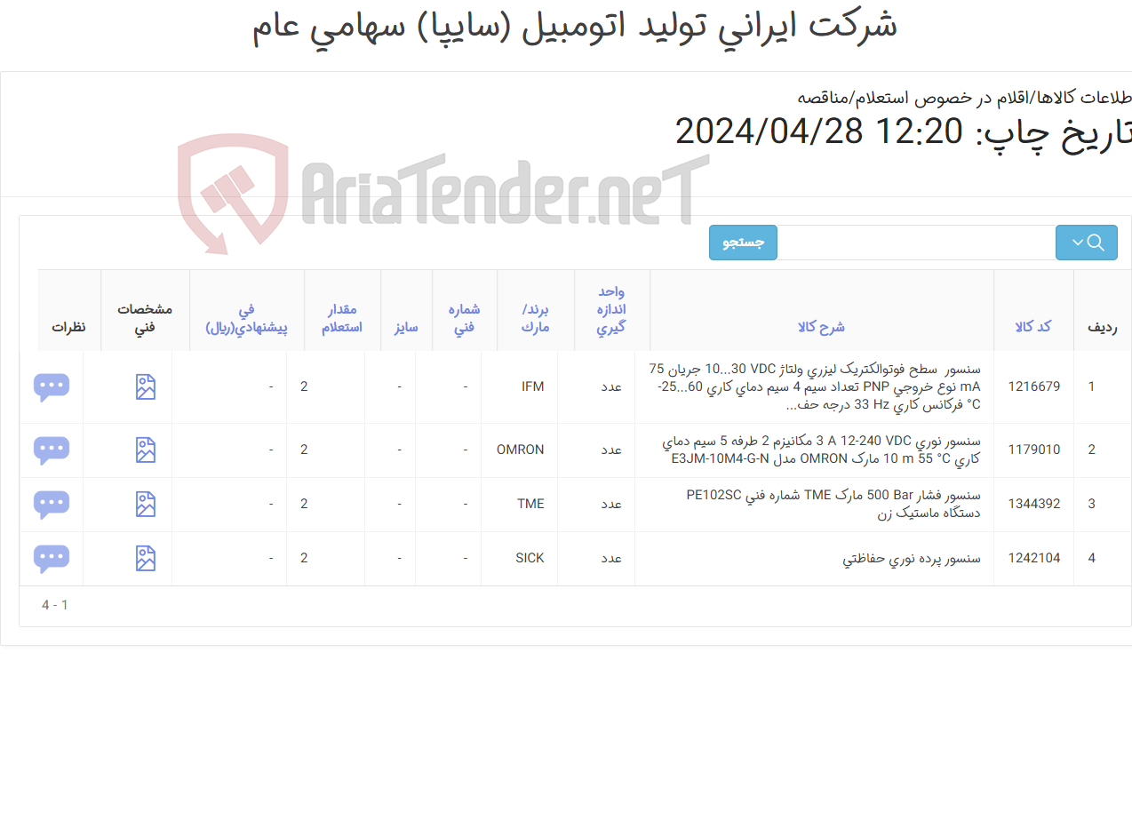 تصویر کوچک آگهی انواع سنسور