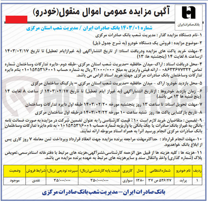 تصویر کوچک آگهی فروش یک دستگاه خودرو پراید مدل1380 