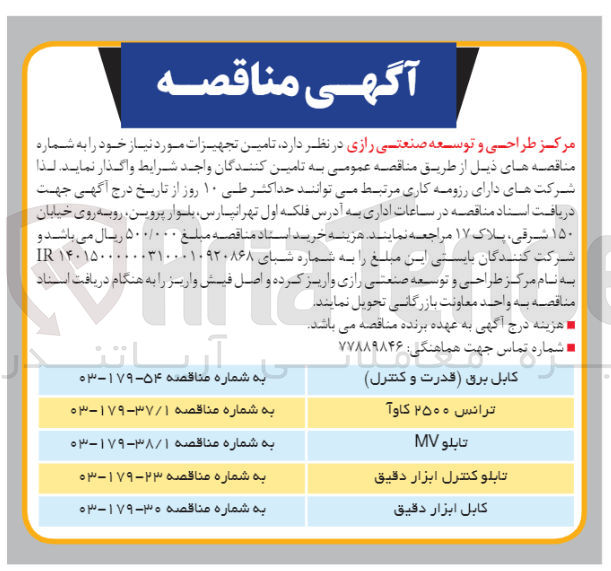تصویر کوچک آگهی تابلو کنترل ابزار دقیق