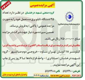 تصویر کوچک آگهی فروش تعداد 25 دستگاه تابلو برق مستعمل 