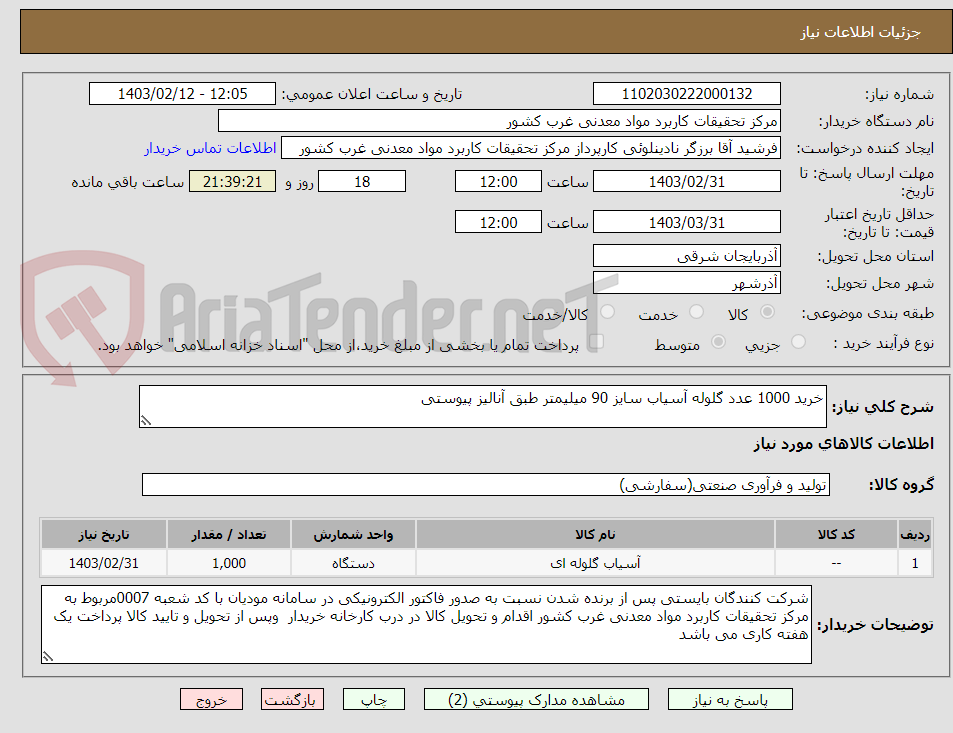 تصویر کوچک آگهی خرید 1000 عدد گلوله آسیاب سایز 90 میلیمتر طبق آنالیز پیوستی 
