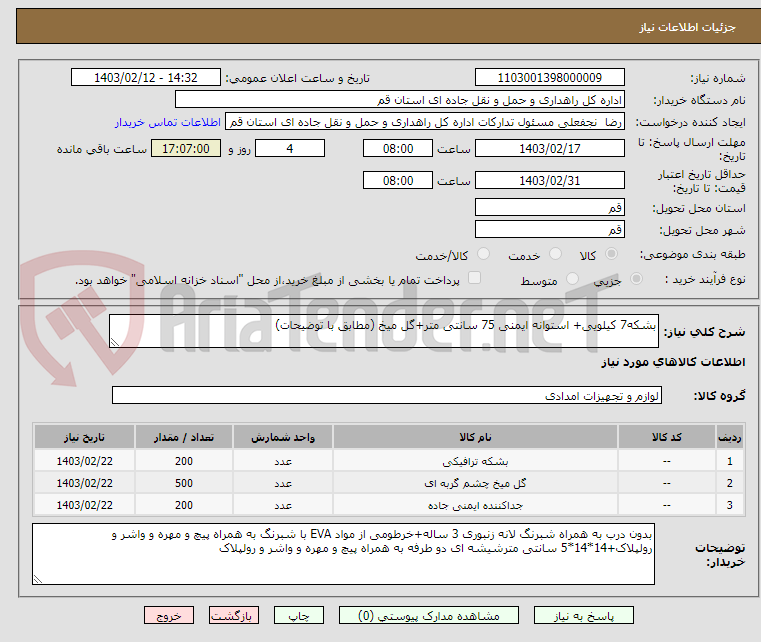 تصویر کوچک آگهی بشکه7 کیلویی+ استوانه ایمنی 75 سانتی متر+گل میخ (مطابق با توضیحات)