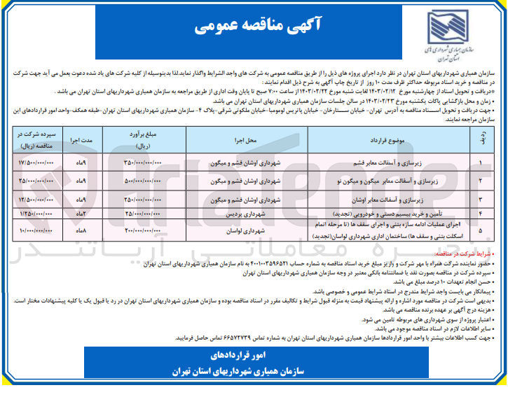تصویر کوچک آگهی زیرسازی و آسفالت معابر 