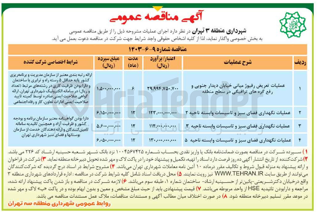 تصویر کوچک آگهی عملیات تعریض رفیوژ میانی خیابان دیدار جنوبی و رفع گره های ترافیکی در سطح منطقه
