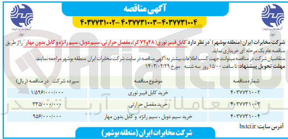 تصویر کوچک آگهی خرید کابل فیبر نوری 