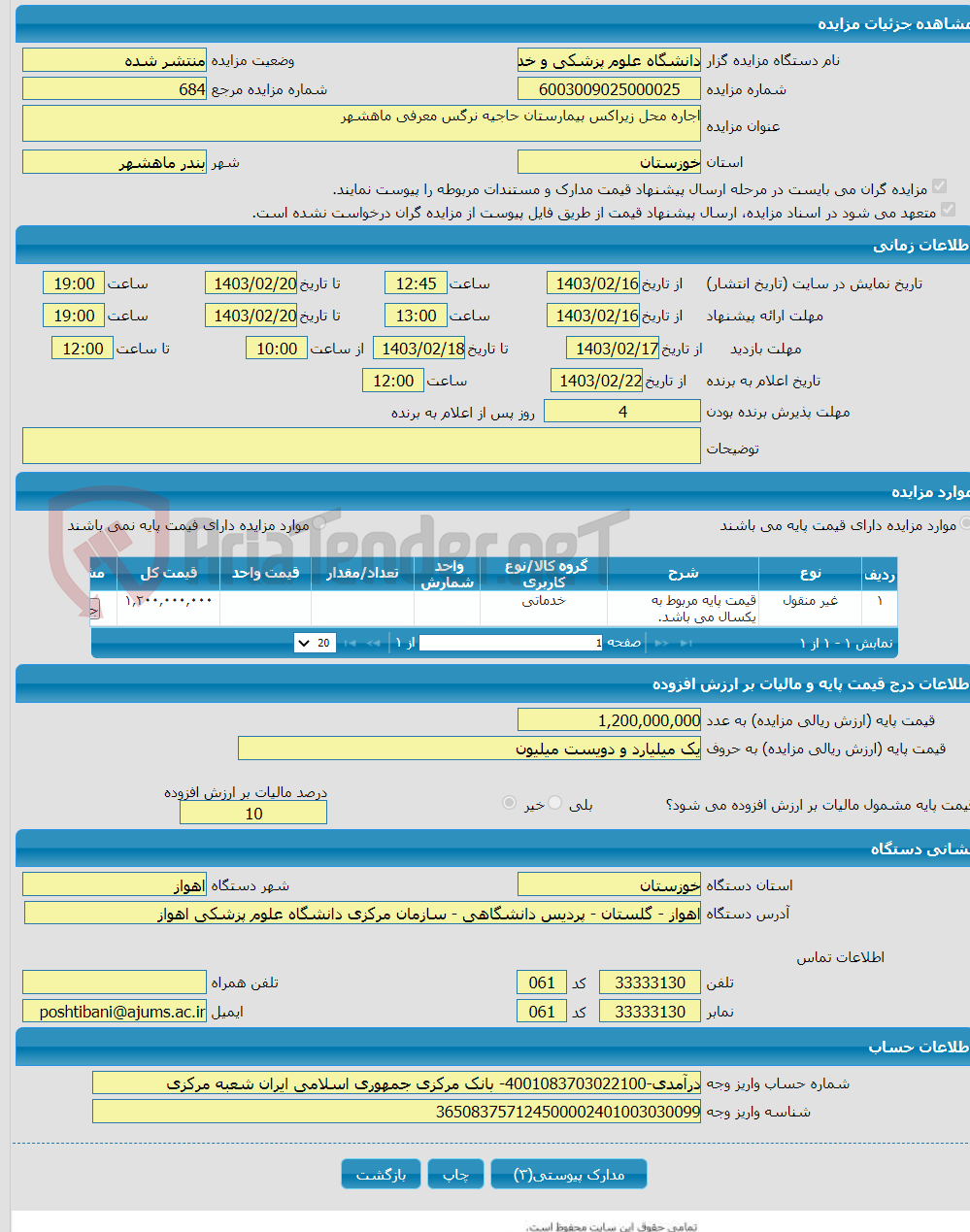 تصویر کوچک آگهی اجاره محل زیراکس بیمارستان حاجیه نرگس معرفی ماهشهر