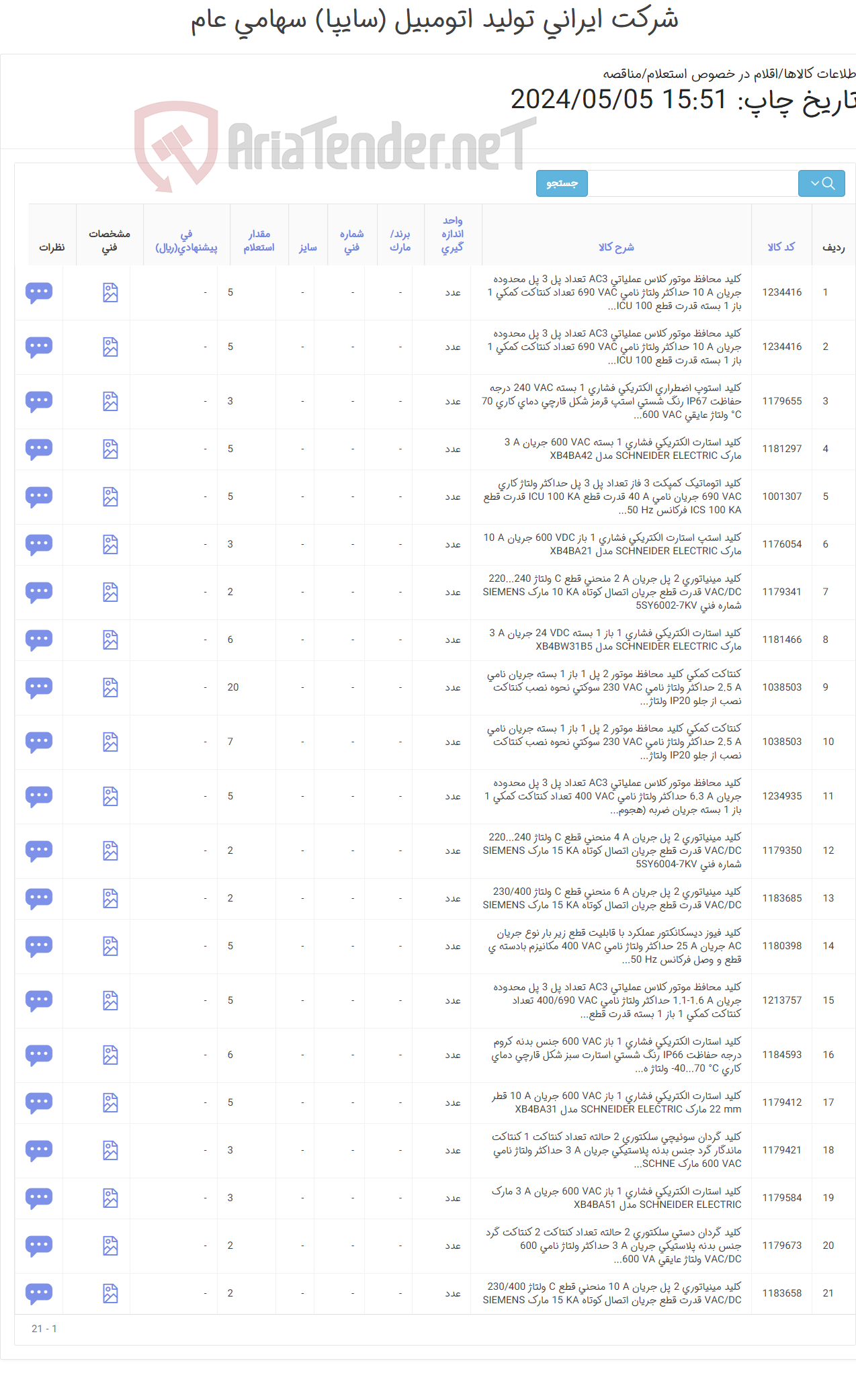 تصویر کوچک آگهی تامین انواع کلید محافظ / استپ/گردان