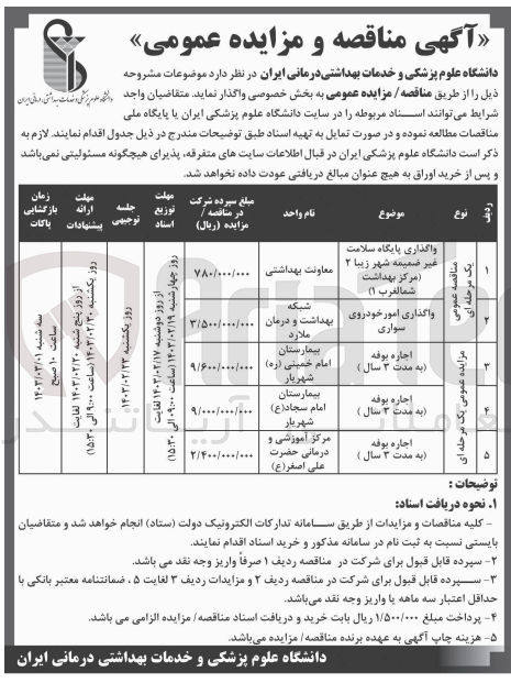 تصویر کوچک آگهی اجاره بوفه (به مدت ۳ سال )