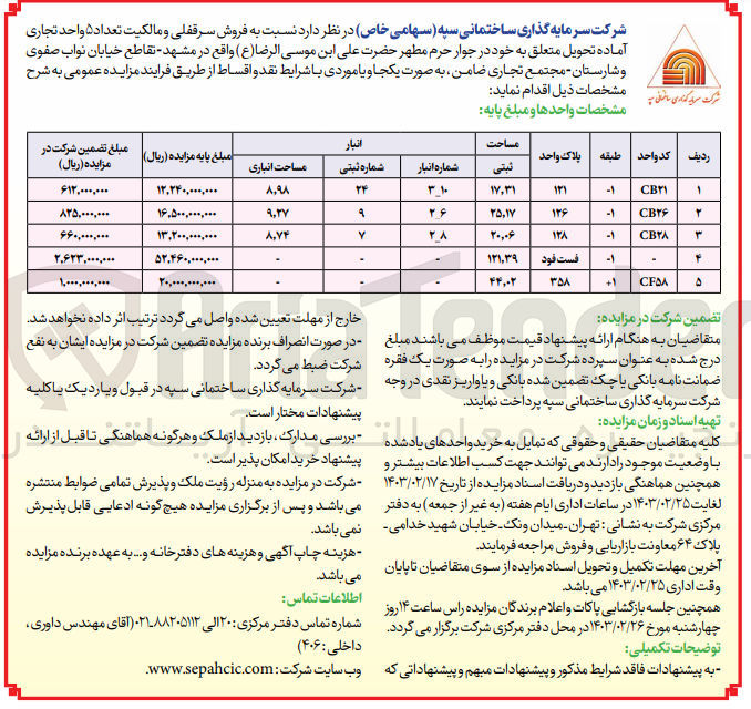 تصویر کوچک آگهی  فروش سرقفلی و مالکیت واحد تجاری CF58