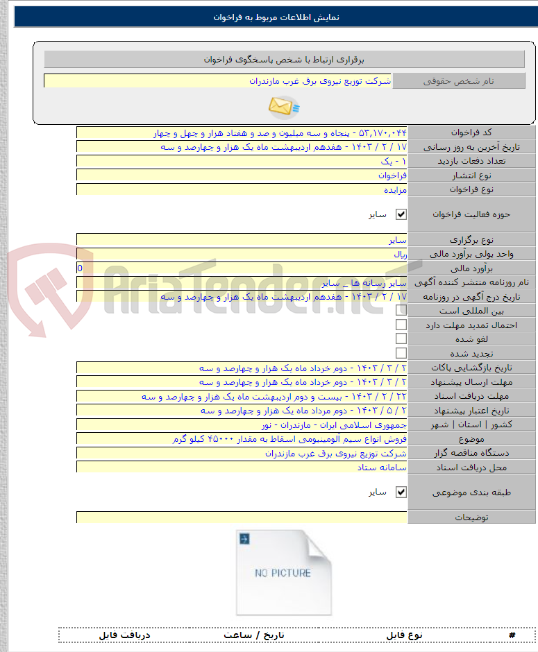 تصویر کوچک آگهی فروش انواع سیم آلومینیومی اسقاط به مقدار ۴۵۰۰۰ کیلو گرم