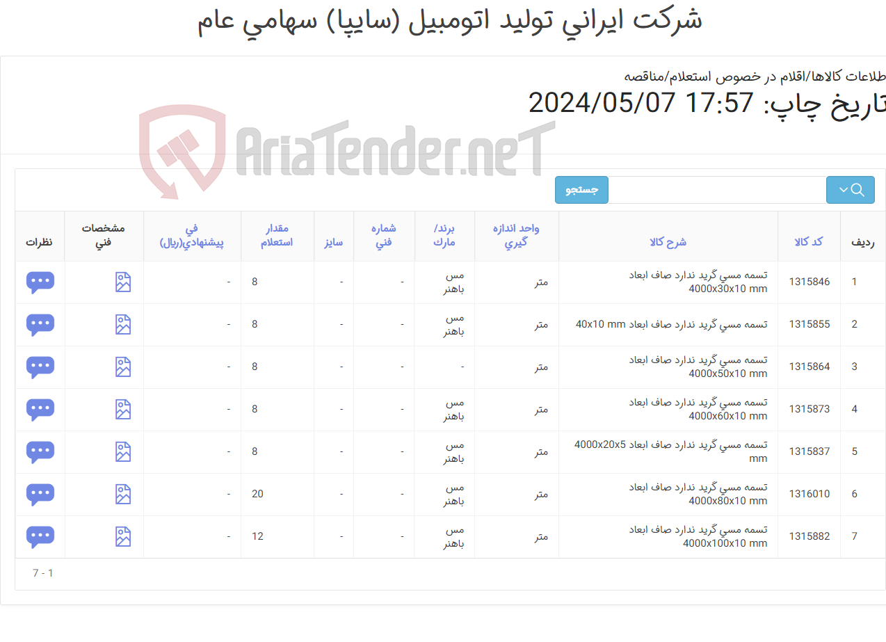 تصویر کوچک آگهی تسمه مسی (آهن آلات )