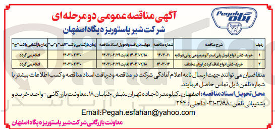 تصویر کوچک آگهی خرید ۵۰ تن انواع لفاف کره در اوزان مختلف