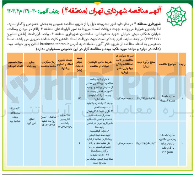 تصویر کوچک آگهی عملیات احداث مقبره الشهدا 