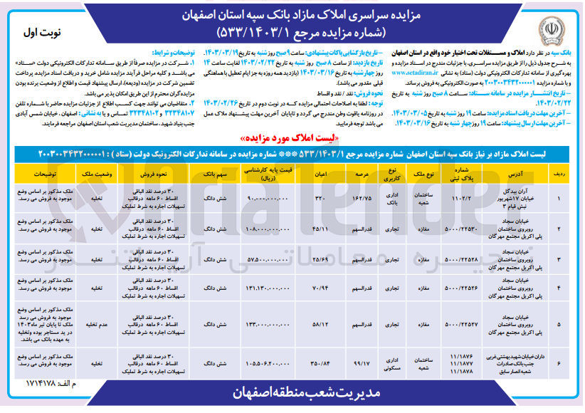 تصویر کوچک آگهی فروش املاک اداری - تجاری - مسکونی - بانک