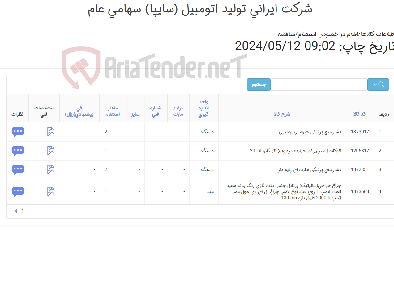 تصویر کوچک آگهی اقلام پزشکی
