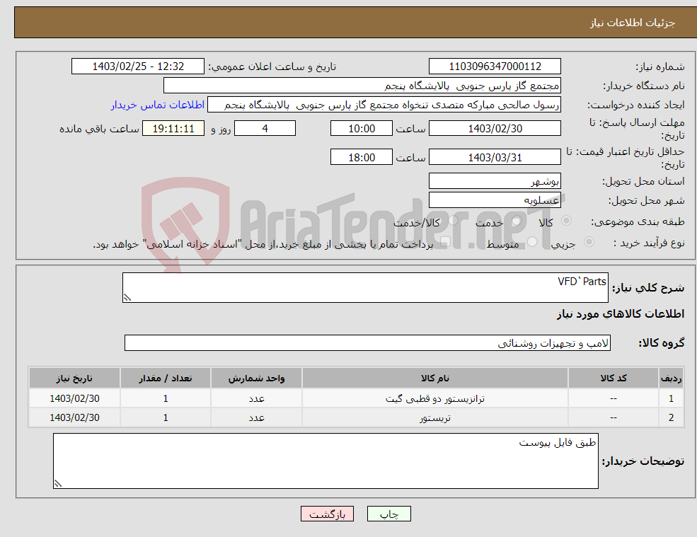 تصویر کوچک آگهی نیاز انتخاب تامین کننده-VFD`Parts