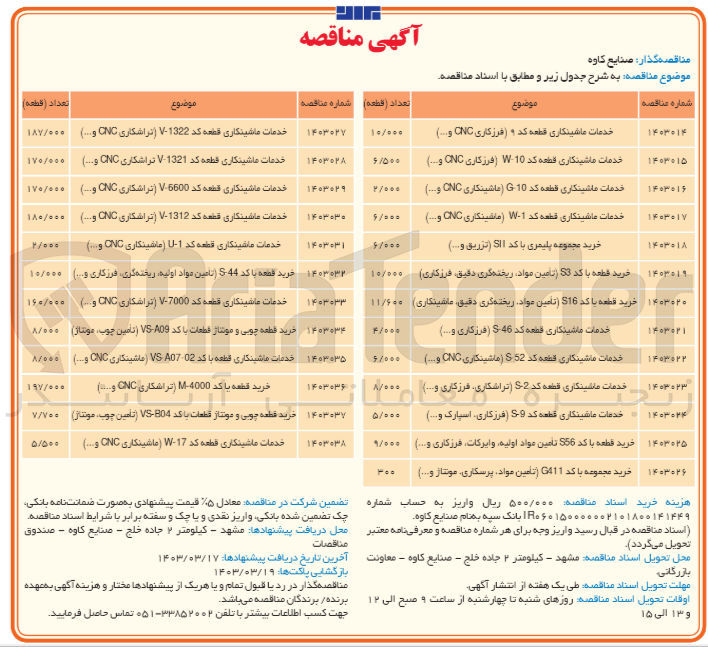 تصویر کوچک آگهی خرید مجموعه با کد G411( تامین مواد، پرسکاری مونتاژ و ...)
