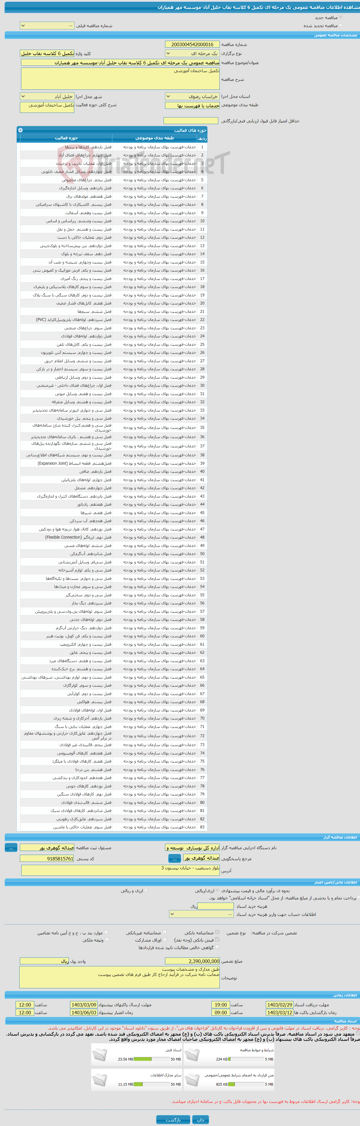 تصویر کوچک آگهی مناقصه عمومی یک مرحله ای تکمیل 6 کلاسه نقاب خلیل آباد-موسسه مهر همیاران 