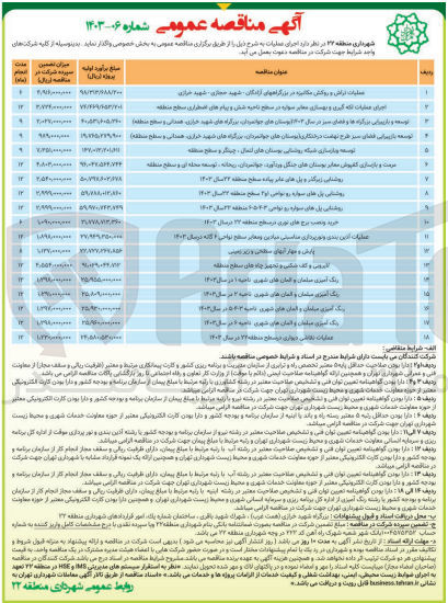 تصویر کوچک آگهی عملیات آذین بندی و نورپردازی مناسبتی میادین و معابر سطح نواحی 1 گانه