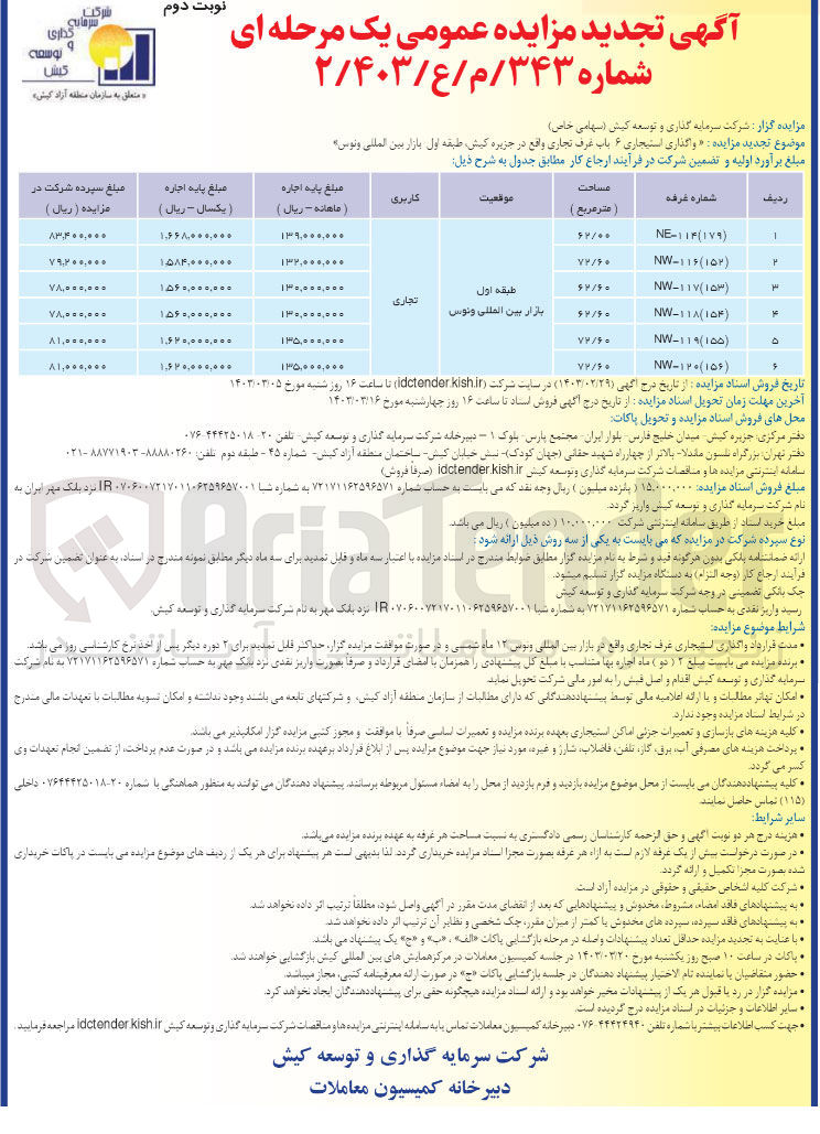 تصویر کوچک آگهی واگذاری استیجاری 6 باب غرف تجاری 