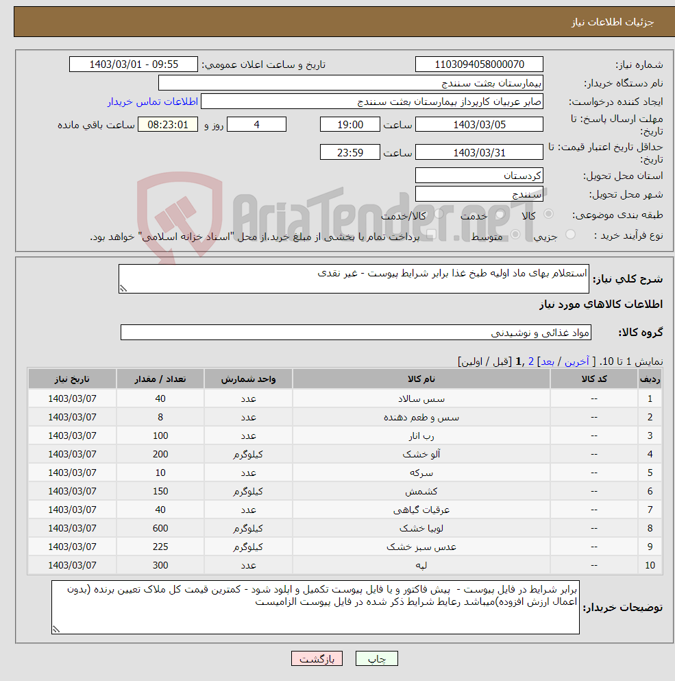 تصویر کوچک آگهی نیاز انتخاب تامین کننده-استعلام بهای ماد اولیه طبخ غذا برابر شرایط پیوست - غیر نقدی 