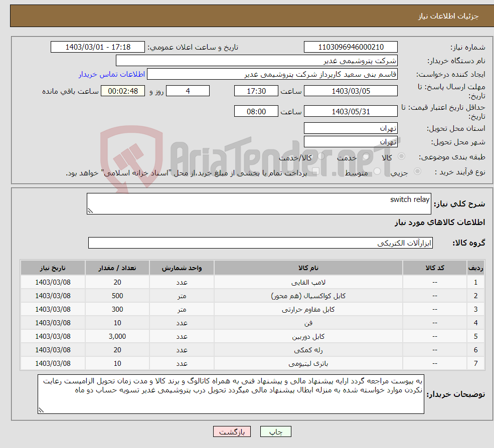 تصویر کوچک آگهی نیاز انتخاب تامین کننده-switch relay