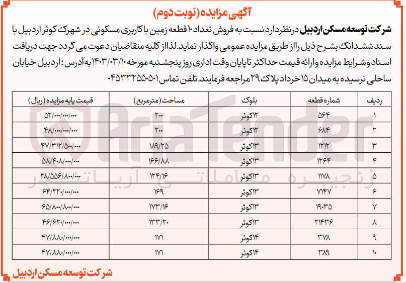 تصویر کوچک آگهی فروش تعداد 10 قطعه زمین با کاربری مسکونی در شهرک کوثر