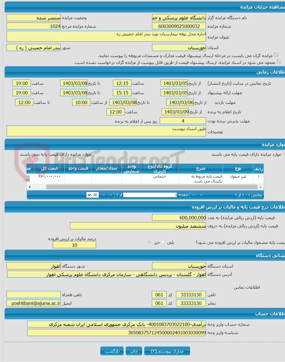 تصویر کوچک آگهی اجاره محل بوفه بیمارستان نوید بندر امام خمینی ره