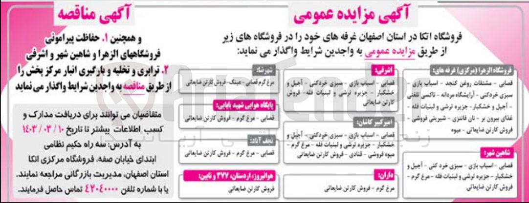 تصویر کوچک آگهی واگذاری فروشگاه های