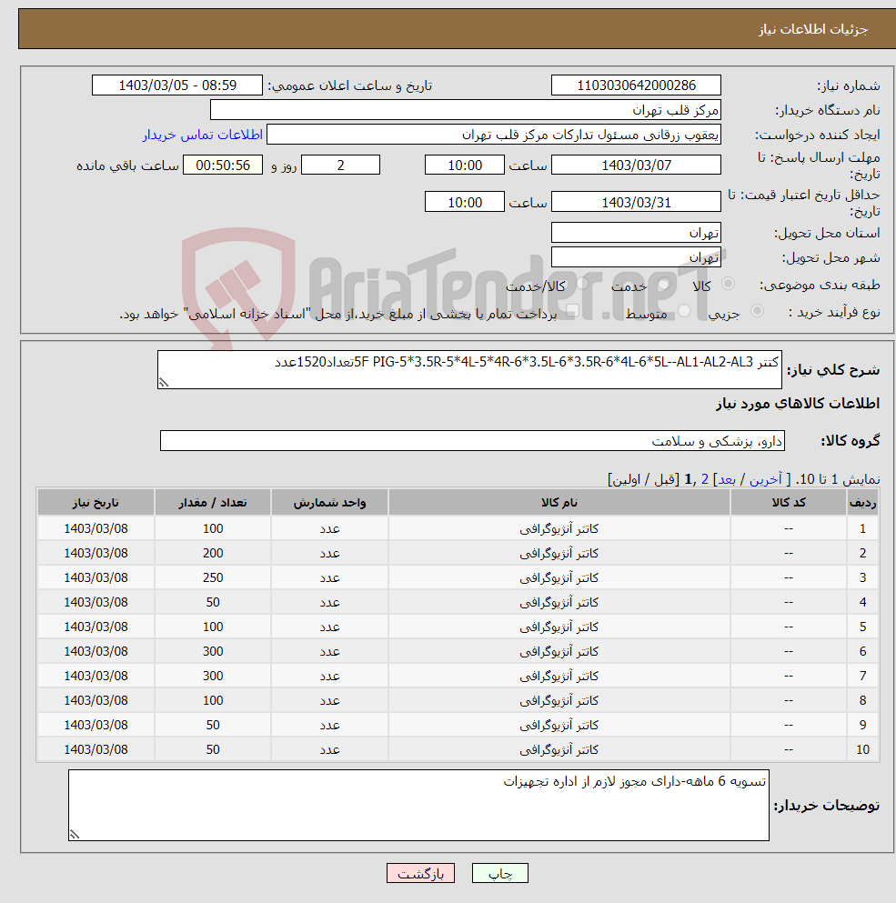 تصویر کوچک آگهی نیاز انتخاب تامین کننده-کتتر 5F PIG-5*3.5R-5*4L-5*4R-6*3.5L-6*3.5R-6*4L-6*5L--AL1-AL2-AL3تعداد1520عدد