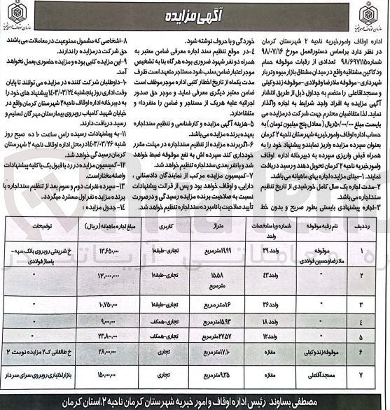 تصویر کوچک آگهی فروش ملک در 7 ردیف  با کاربری تجاری 
