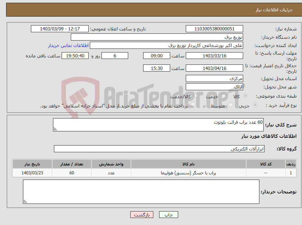 تصویر کوچک آگهی نیاز انتخاب تامین کننده-60 عدد پراب قرائت بلوتوث 