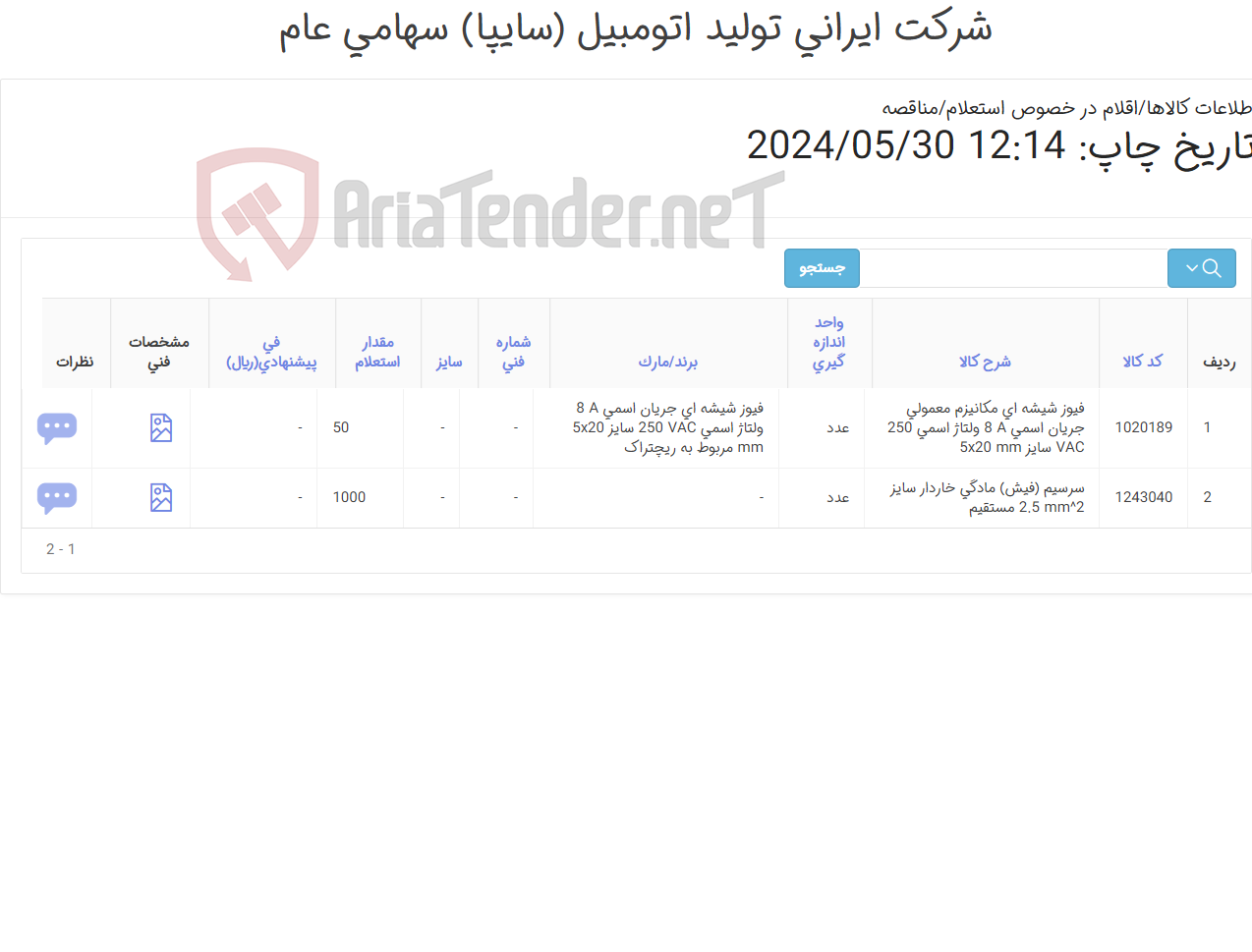 تصویر کوچک آگهی سر سیم ( فیش ) مادگی و فیوز شیشه ایی 8 آمپر