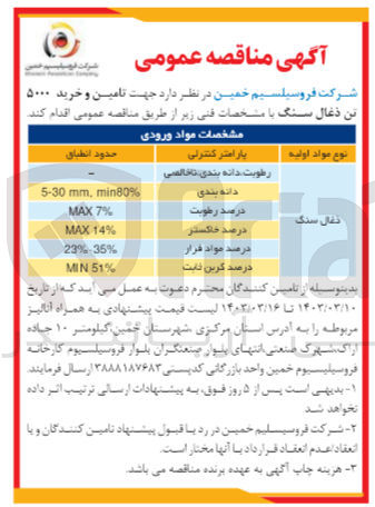 تصویر کوچک آگهی تامین و خرید ذغال سنگ 