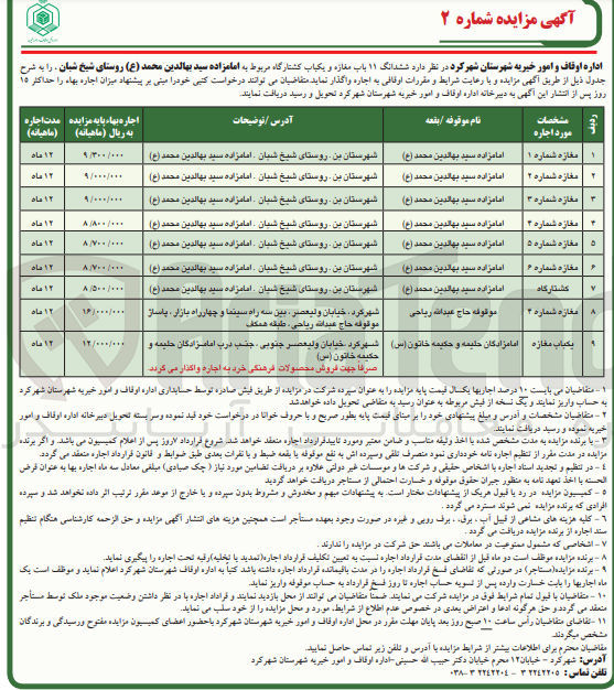 تصویر کوچک آگهی فروش ششدانگ 11 باب مغازه و یک باب کشتارگاه 