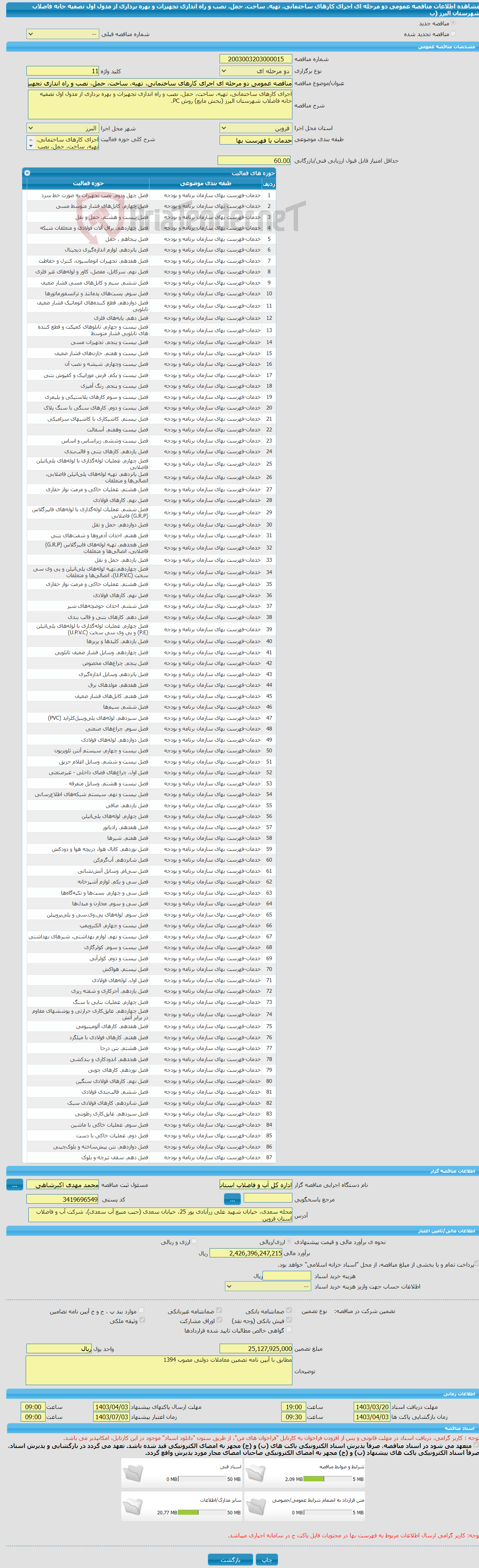 تصویر کوچک آگهی مناقصه عمومی دو مرحله ای اجرای کارهای ساختمانی، تهیه، ساخت، حمل، نصب و راه اندازی تجهیزات و بهره برداری از مدول اول تصفیه خانه فاضلاب شهرستان البرز (ب