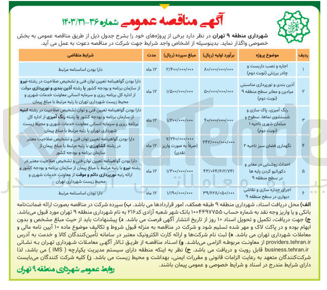 تصویر کوچک آگهی رنگ آمیزی پاک سازی و شستشوی نماها سطوح و مبلمان شهری ناحیه 1