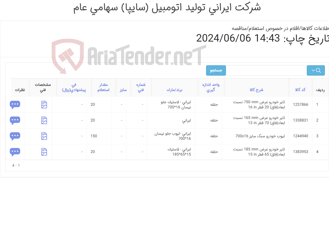تصویر کوچک آگهی تایر و تیوپ خودرو سواری با مارک ایرانی