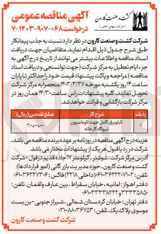 تصویر کوچک آگهی جذب پیمانکار تابلو برق کامل جهت اتوماسیون نیروگاه کارخانه