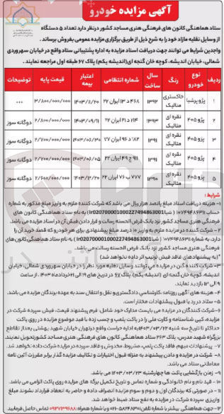 تصویر کوچک آگهی فروش تعداد 5 دستگاه از وسایل نقلیه مازاد 