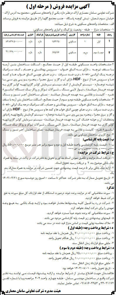 تصویر کوچک آگهی فروش یکی از واحدهای مسکونی طبقه اول، دوم یا سوم مجتمع به آدرس اراک خیابان سوم شعبان نبش کوچه پاسارگاد جنب مجتمع گلها