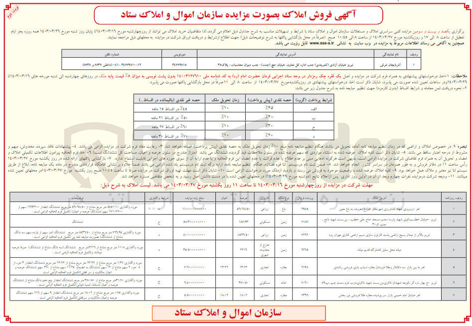 تصویر کوچک آگهی فروش املاک و مستغلات با کاربری زراعی، مسکونی، تجاری