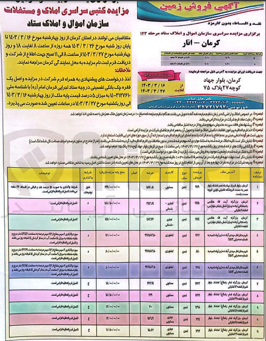 تصویر کوچک آگهی فروش املاک و مستغلات با کاربری مسکونی، تجاری، کشاورزی