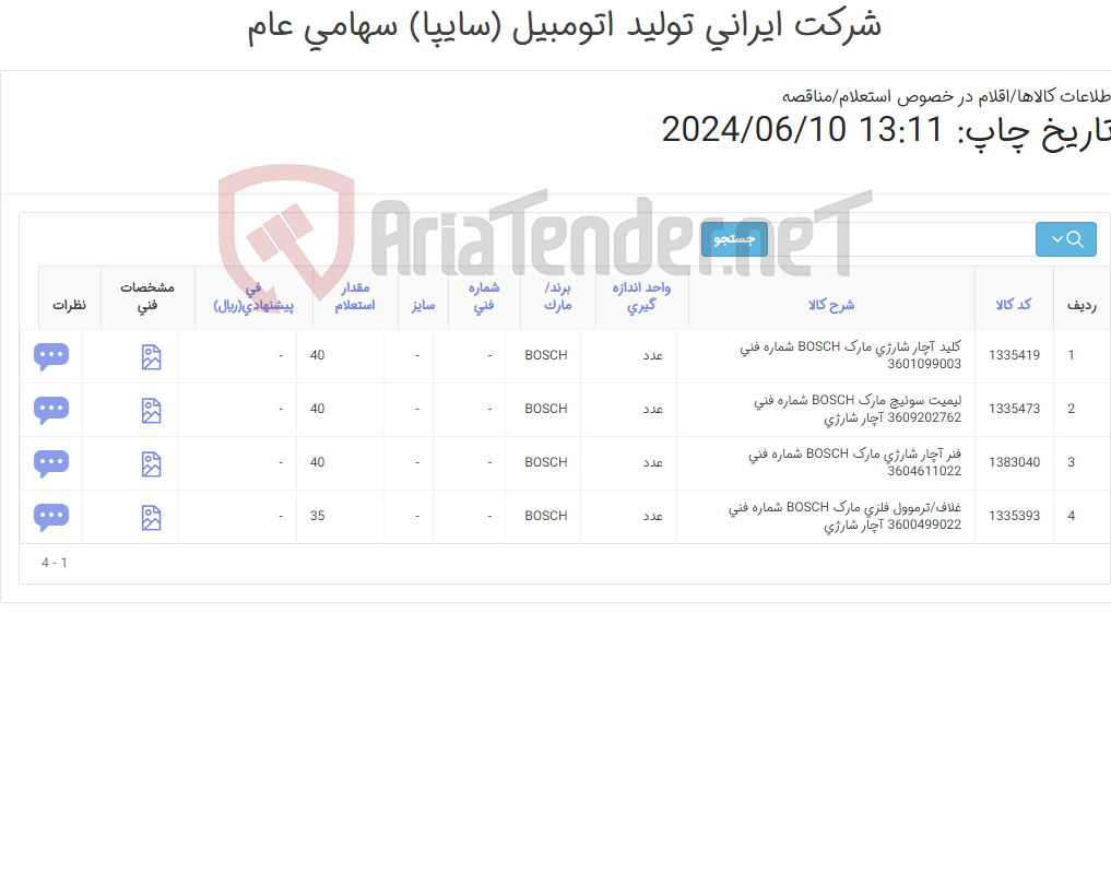 تصویر کوچک آگهی تأمین چهار ردیف غلاف/ترموول ‎فلزی , لیمیت سوئیچ و ... آچار شارژی